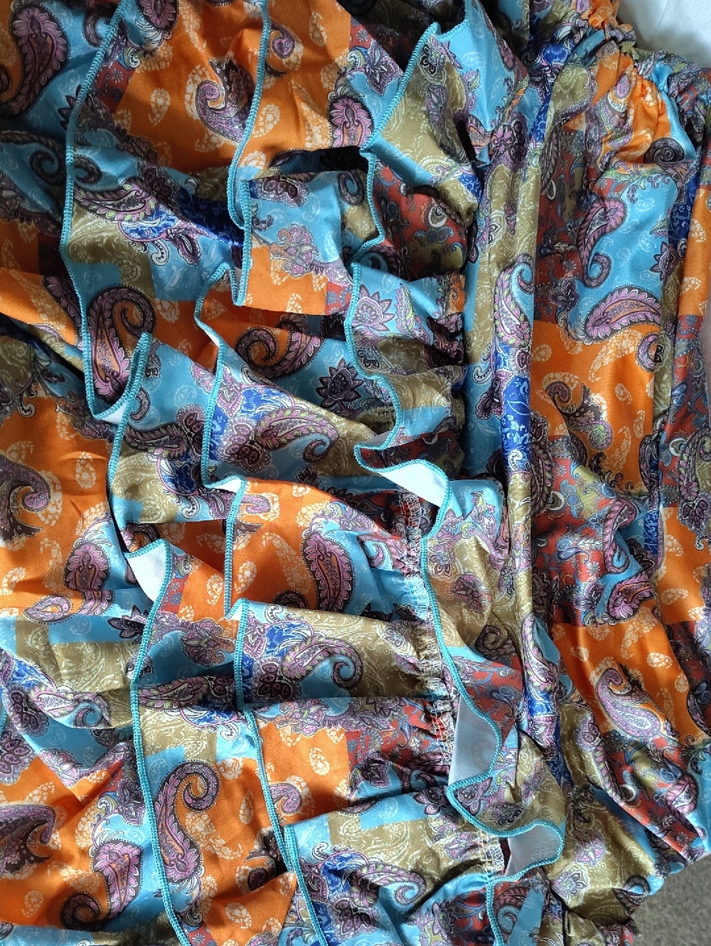 Vibrant Paisley Ruffle Skort in Orange & Turquoise